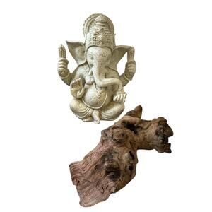 Fish Tank Decorations Resin Elephant & Wood piece